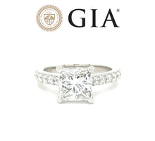 Load image into Gallery viewer, GIA Platinum Princess Cut Diamond Engagement Ring 3.02ct 7.9g