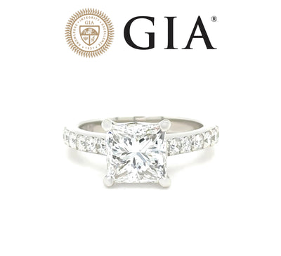 GIA Platinum Princess Cut Diamond Engagement Ring 3.02ct 7.9g