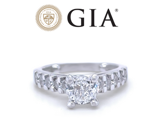 GIA Platinum Cushion Cut Diamond Ring 2.00ct 8.95g