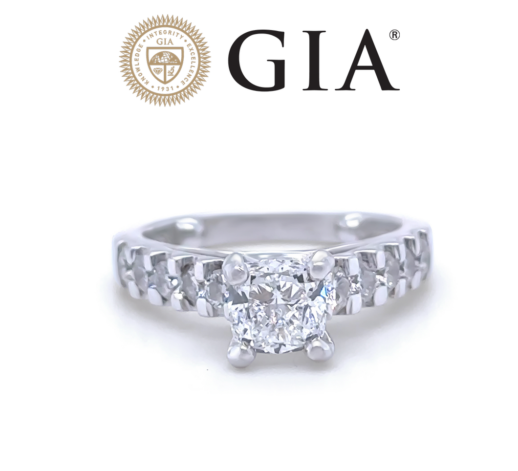 GIA Platinum Cushion Cut Diamond Ring 2.00ct 8.95g