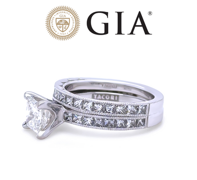 GIA 18ct White Gold Princess Cut Diamond Engagement Ring 1.72ct 6.55g