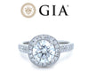 GIA Platinum Round Brilliant Cut Diamond Halo Ring 1.48ct 5.8g