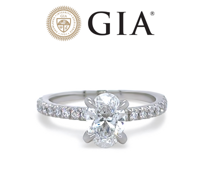 GIA Platinum Oval Cut Diamond Ring 1.22ct 3.92g