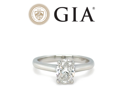 GIA Platinum Oval Brilliant Cut Diamond Solitaire Ring 0.80ct 4.08g