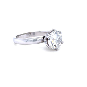 GIA Platinum Round Brilliant Cut Diamond Engagement Ring 1.56ct
