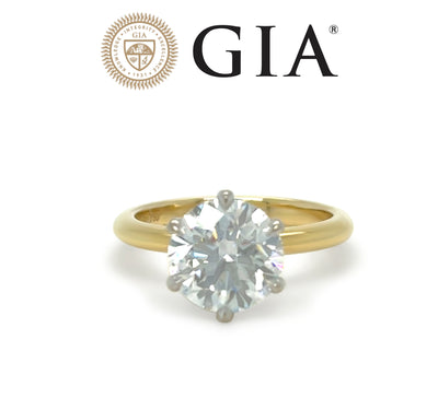 GIA 18ct Yellow & White Gold Diamond Solitaire Ring 3.01ct 5.04g