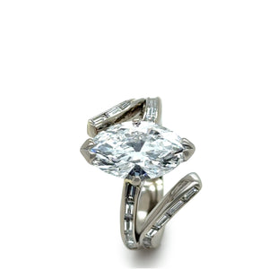 GIA 14ct White Gold Marquise Diamond Ring 3.52ct