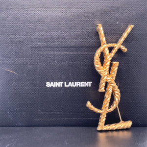 Yves Saint Laurent Gold-Plated Cassandre YSL Brooch 18.69g