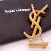 Yves Saint Laurent Gold-Plated Cassandre YSL Brooch 18.69g
