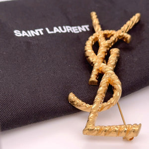 Yves Saint Laurent Gold-Plated Cassandre YSL Brooch 18.69g