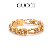 Load image into Gallery viewer, Gucci 18ct Yellow Gold Flora Diamond Ring 0.06ct 2.89g