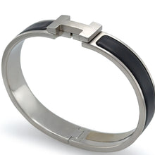 Load image into Gallery viewer, Hermès Clic H Bracelet Palladium-Plated Black