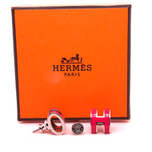 Load image into Gallery viewer, Hermès Mini Pop Pink H Palladium-Plated Earrings 5.52g