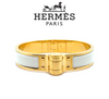 Hermes Yellow Gold Hinged Bracelet - White
