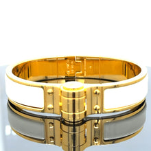 Load image into Gallery viewer, Hermes Yellow Gold Hinged Bracelet - White