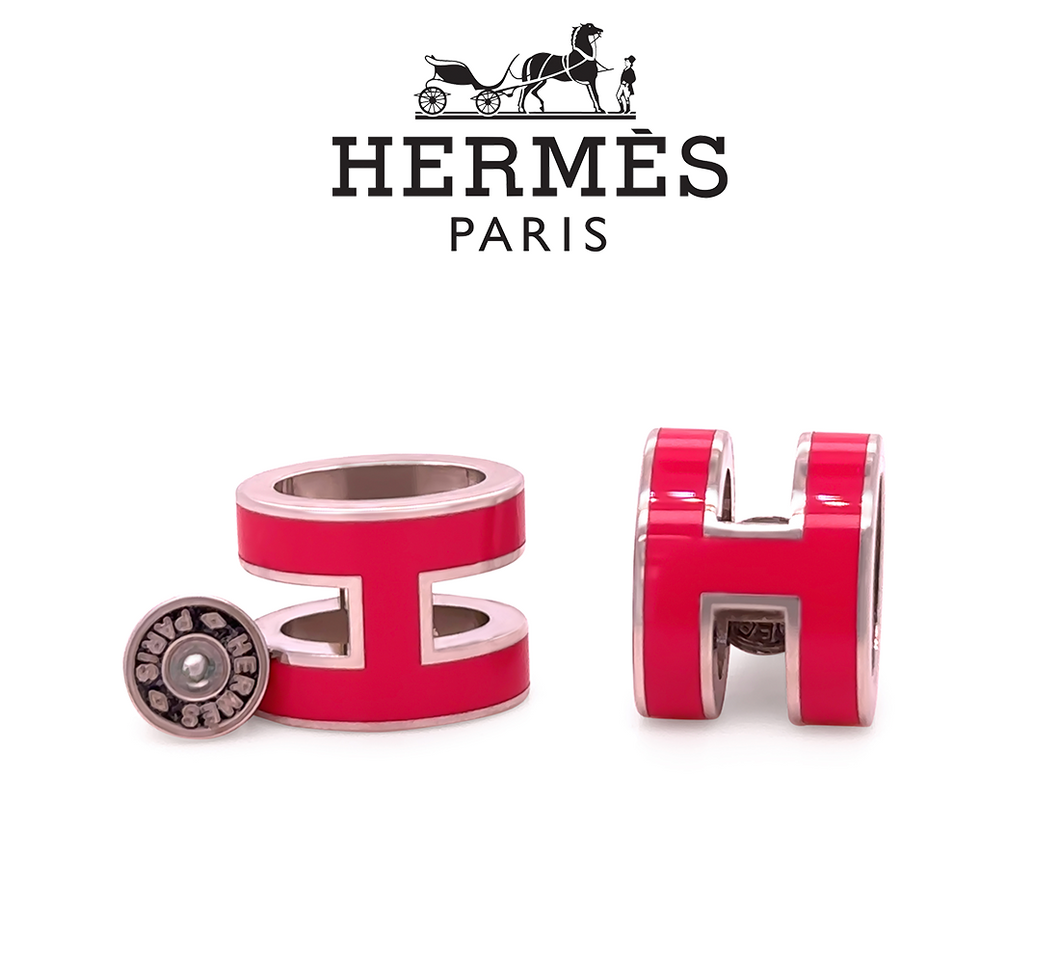 Hermès Mini Pop Pink H Palladium-Plated Earrings 5.52g