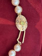 Load image into Gallery viewer, 18ct Yellow Gold Cultured Pearl &amp; Sapphire Necklace 1ct 82.6g