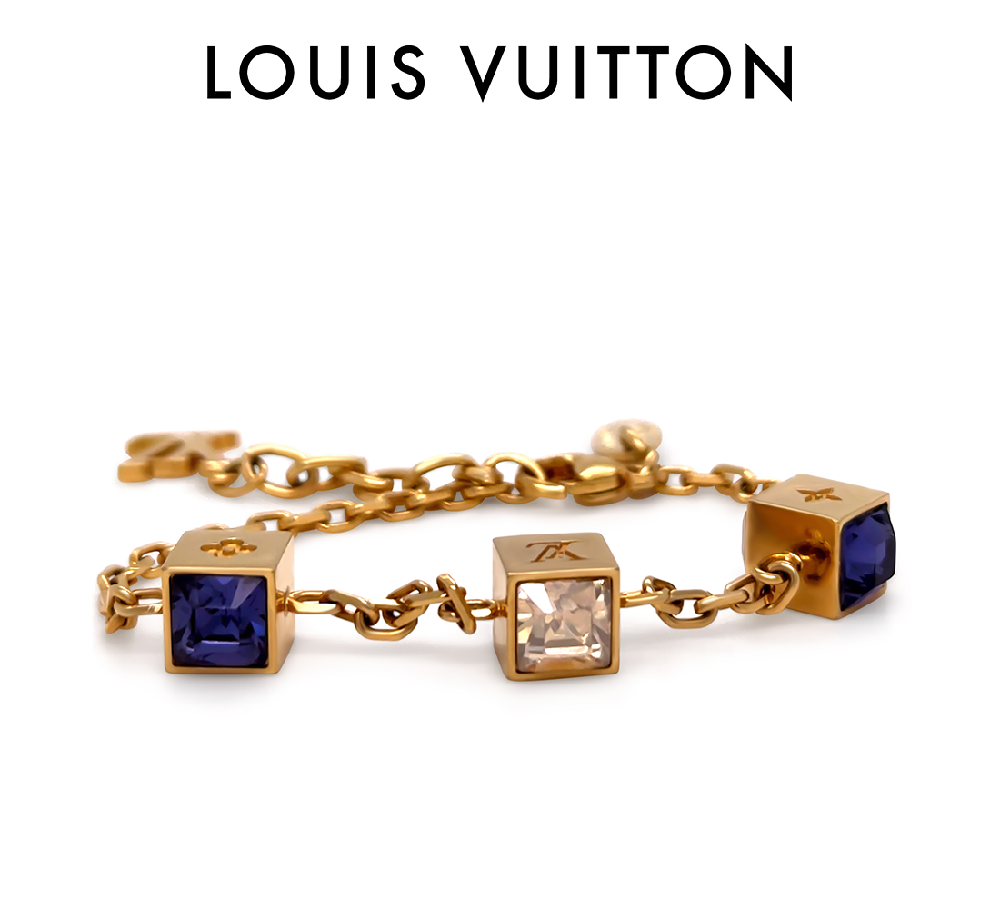 Louis Vuitton Gold Tone Gamble Crystal Bracelet with Swarovski Crystal