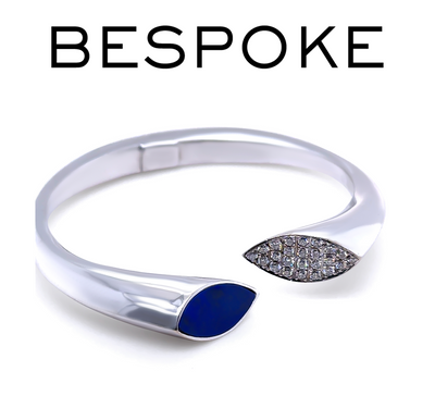 18ct White Gold Diamond and Lapis Lazuli Cuff Bangle 48.15g