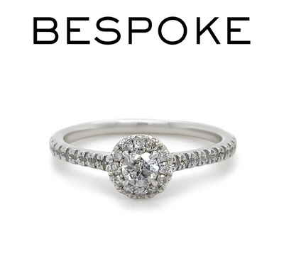 14ct White Gold Diamond Bridal Halo Ring 0.73ct