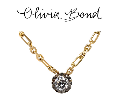 Olivia Bond 18ct Two-Tone Gold Signature Scallop Necklace 1.01ct 15.54g