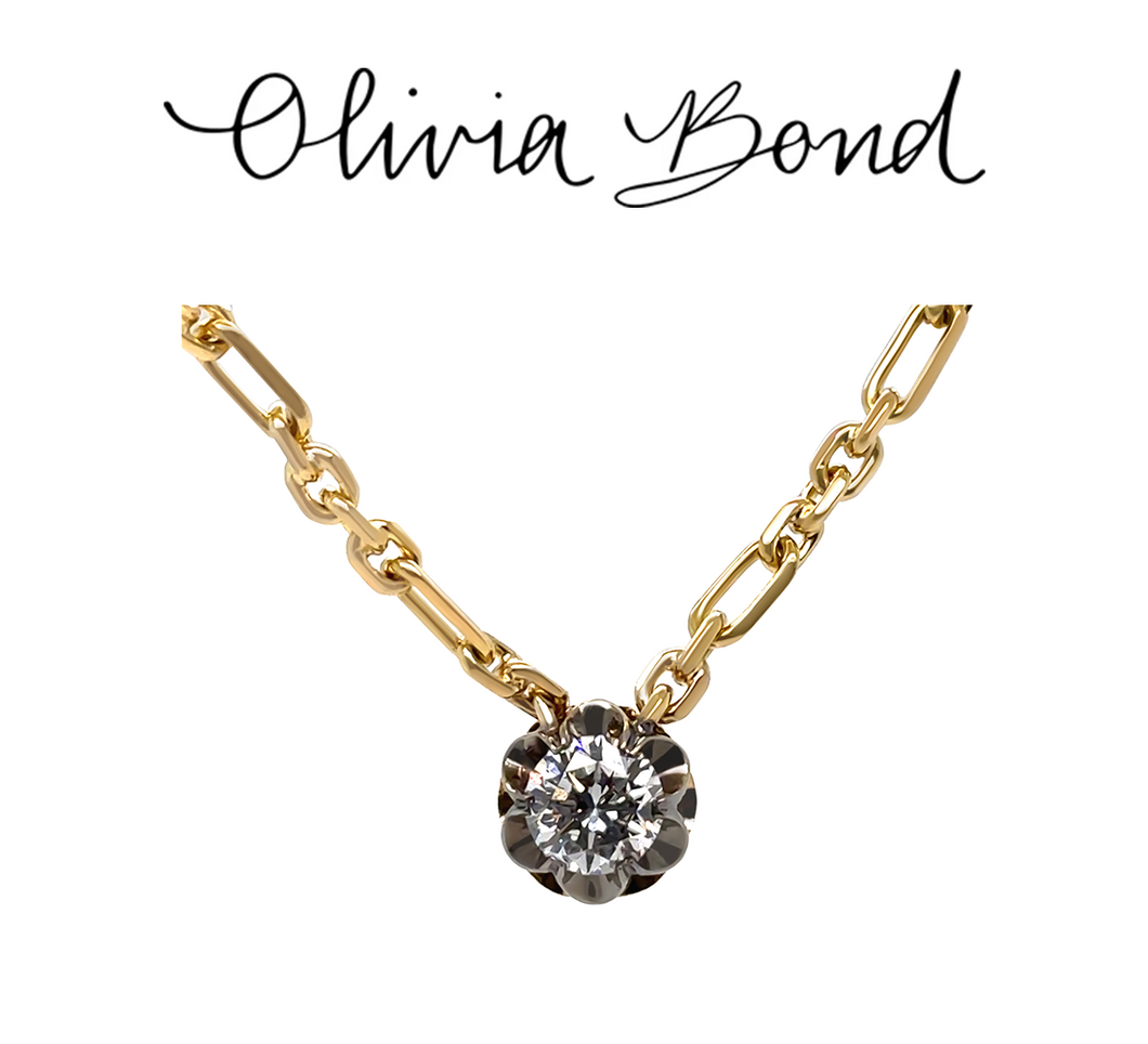 Olivia Bond 18ct Two-Tone Gold Signature Scallop Necklace 1.01ct 15.54g