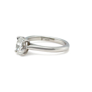 GIA Platinum Oval Brilliant Cut Diamond Solitaire Ring 0.80ct 4.08g