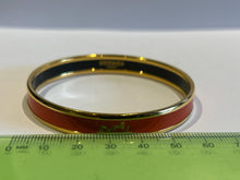 Load image into Gallery viewer, Hermes Red Enamel Gold Plated Caleche Narrow Bangle Bracelet