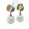 Paspaley 18ct Yellow Gold Muse Pearl, Rose Quartz & Diamond Earrings 0.64ct 15.27g
