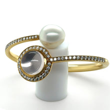 Load image into Gallery viewer, Paspaley 18ct Yellow Gold Muse Pearl &amp; Diamond Bangle 2.18ct 42.85g