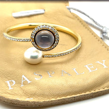 Load image into Gallery viewer, Paspaley 18ct Yellow Gold Muse Pearl &amp; Diamond Bangle 2.18ct 42.85g