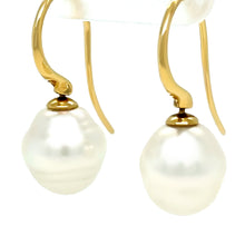 Load image into Gallery viewer, Paspaley 18ct Yellow Gold Australian South Sea Pearl Shepherd Hook Earrings 5.4g
