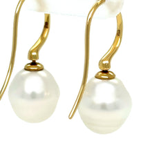 Load image into Gallery viewer, Paspaley 18ct Yellow Gold Australian South Sea Pearl Shepherd Hook Earrings 5.4g