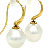 Load image into Gallery viewer, Paspaley 18ct Yellow Gold Australian South Sea Pearl Shepherd Hook Earrings 5.4g