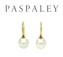 Load image into Gallery viewer, Paspaley 18ct Yellow Gold Australian South Sea Pearl Shepherd Hook Earrings 5.4g