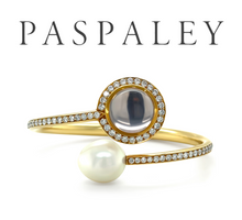 Load image into Gallery viewer, Paspaley 18ct Yellow Gold Muse Pearl &amp; Diamond Bangle 2.18ct 42.85g