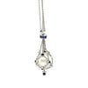 Paspaley 18ct White Gold South Sea Pearl & Sapphire Lavalier Pendant 13.62g