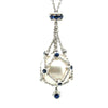 Paspaley 18ct White Gold South Sea Pearl & Sapphire Lavalier Pendant 13.62g