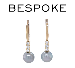 9ct Yellow Gold Tahitian Pearl and Diamond Drop Earrings 0.60ct