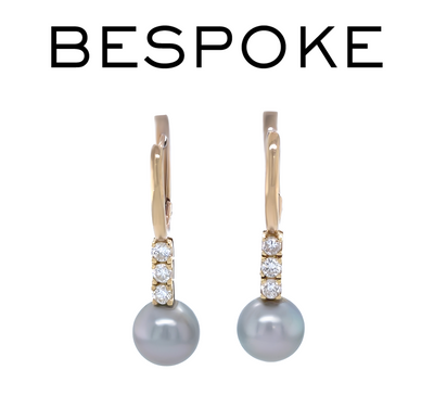 9ct Yellow Gold Tahitian Pearl and Diamond Drop Earrings 0.60ct