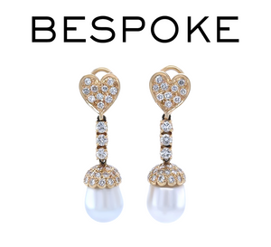 18ct Yellow Gold South Sea Pearl and Diamond Drop Earrings 1.80ct