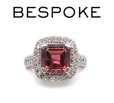 18ct White Gold Dark Pink Tourmaline & Diamond Cluster Ring 5.50ct 14.2g