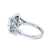Load image into Gallery viewer, GIA 18ct White Gold Emerald Cut Diamond Halo Ring 2.15ct 5.20g