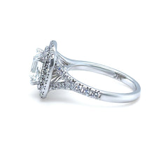 Load image into Gallery viewer, GIA 18ct White Gold Emerald Cut Diamond Halo Ring 2.15ct 5.20g