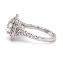 Load image into Gallery viewer, GIA 18ct White Gold Emerald Cut Diamond Halo Ring 2.15ct 5.20g