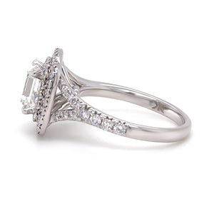 GIA 18ct White Gold Emerald Cut Diamond Halo Ring 2.15ct 5.20g