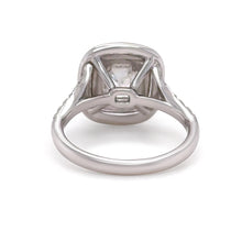 Load image into Gallery viewer, GIA 18ct White Gold Emerald Cut Diamond Halo Ring 2.15ct 5.20g