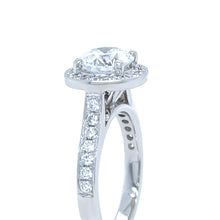 Load image into Gallery viewer, GIA Platinum Round Brilliant Cut Diamond Halo Ring 1.48ct 5.8g
