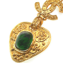 Load image into Gallery viewer, Chanel GP Vintage Gripoix CC Heart Brooch Necklace 90cm