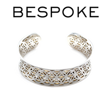 Load image into Gallery viewer, Sterling Silver Cut-Out Pattern Cuff Bangle 37.6g